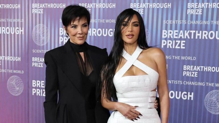 Fashion Bomb Duo Kim Kardashian Attends the 2024 Breakthrough Prize Ceremony in a White Custom Alaia Dress with Kris Jenner in a All Black Dolce Gabbana Look 1