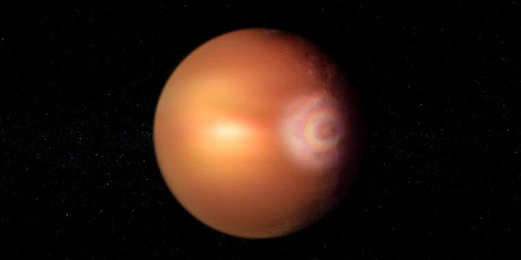 Artist impression of glory on exoplanet WASP 76b