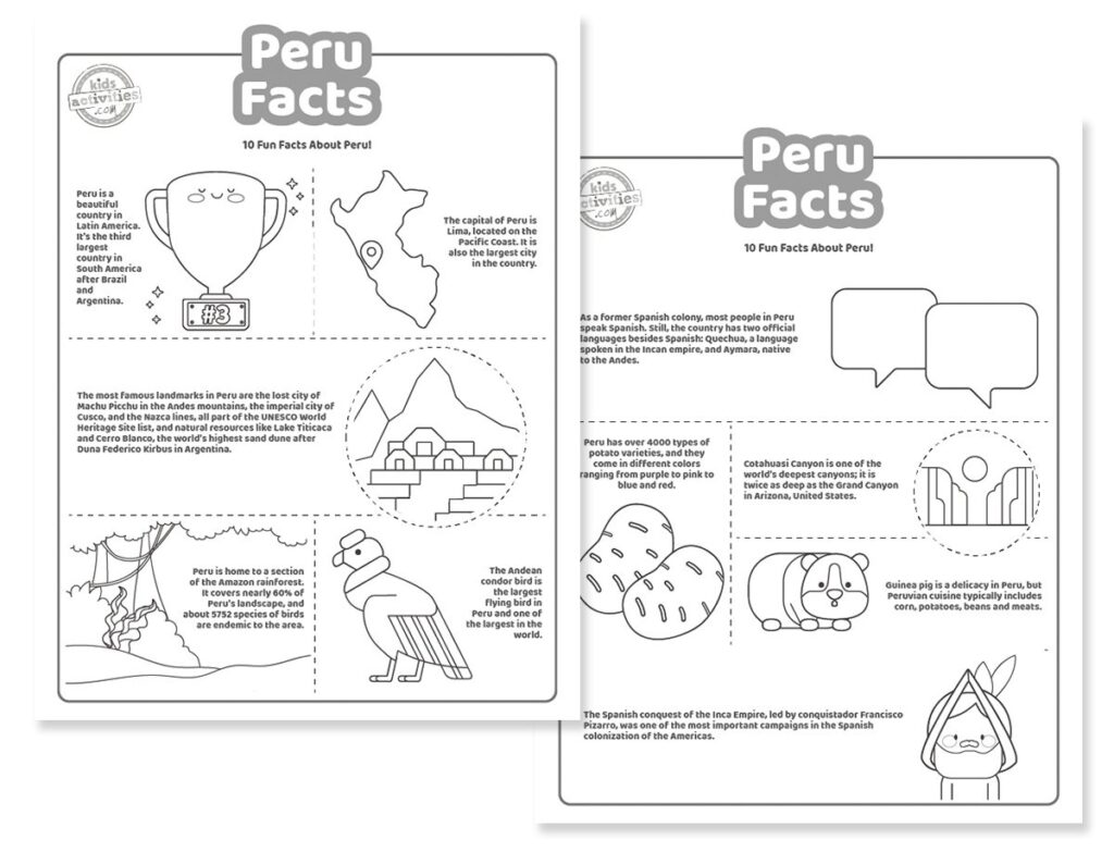 Peru Facts Coloring Pages Facebook
