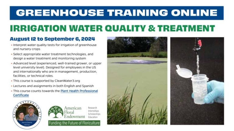 Greenhouse Training Online Irrigation Water Quality Treatment course from UF IFAS