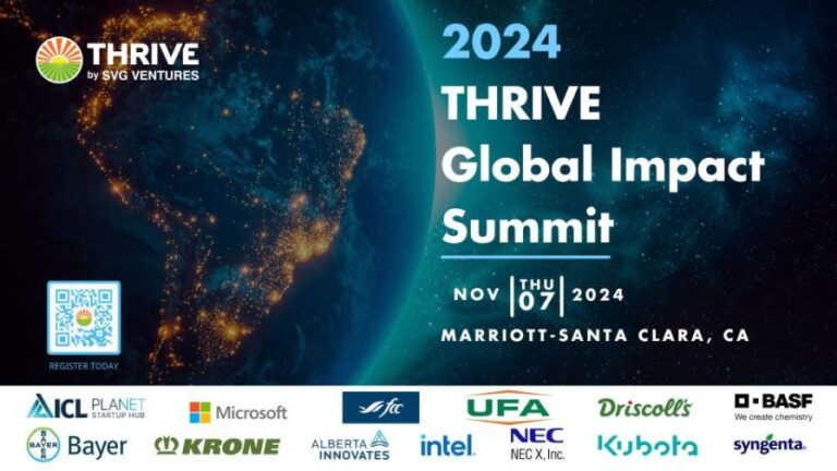 2024 THRIVE Global Impact Summit banner with sponsors list at the bottom