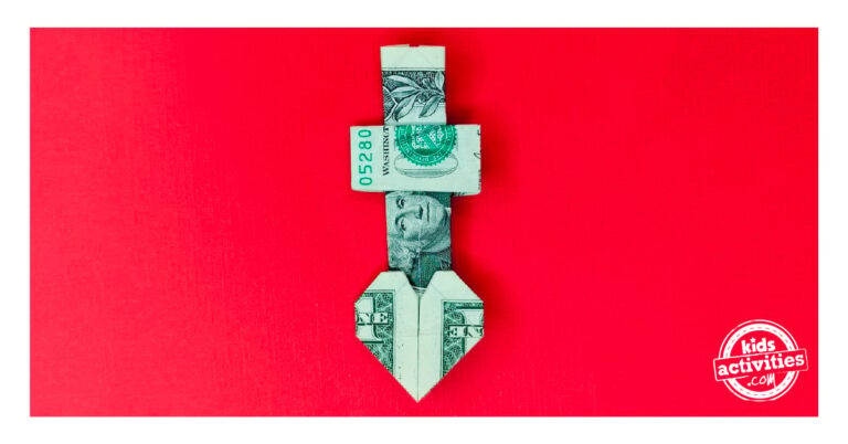 Dollar Bill Origami Heart with Cross Facebook