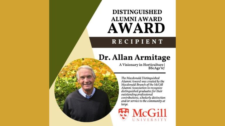 2024 McGill Macdonald Distinguished Alumni Awards Dr. Allan Armitage